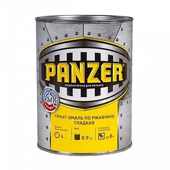 ГРУНТ- ЭМАЛЬ ПО РЖАВЧИНЕ ГЛАДКАЯ "PANZER" ЧЕРНАЯ 0,9 КГ (1/14)