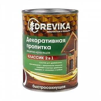 ПРОПИТКА ДЕКОРАТИВНАЯ "КЛАССИК 2 В 1" МАХАГОН 0,75 Л (1/8) "DREVIKA"