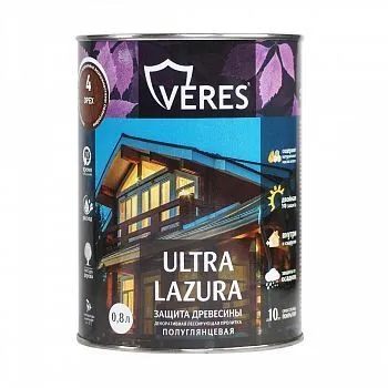 ВЕРЕС УЛЬТРА ЛАЗУРА № 4 ОРЕХ  0,8 Л (1/8) "VERES" VU-10