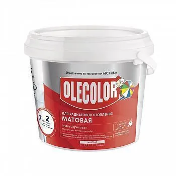 ЭМАЛЬ АКРИЛОВАЯ ДЛЯ РАДИАТОРОВ МАТОВАЯ БЕЛАЯ 1 КГ (1/6) "OLECOLOR"