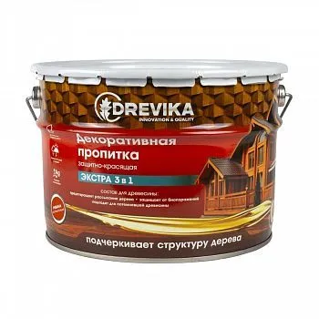 ПРОПИТКА ДЕКОРАТИВНАЯ "ЭКСТРА 3 В 1" РЯБИНА 9 Л (1) "DREVIKA"