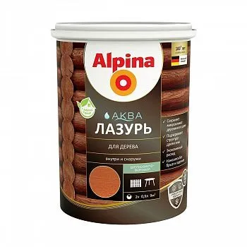 ЛАЗУРЬ ДЕРЕВОЗАЩИТНАЯ "АКВА" МАХАГОН  0,9 Л (1/6) "ALPINA"