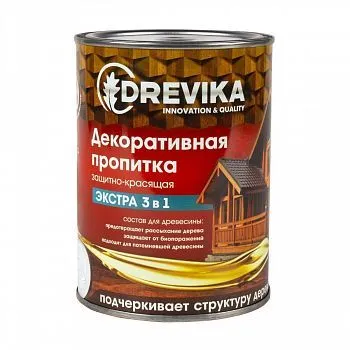ПРОПИТКА ДЕКОРАТИВНАЯ "ЭКСТРА 3 В 1" БЕЛЫЙ 0,8 Л (1/8) "DREVIKA"