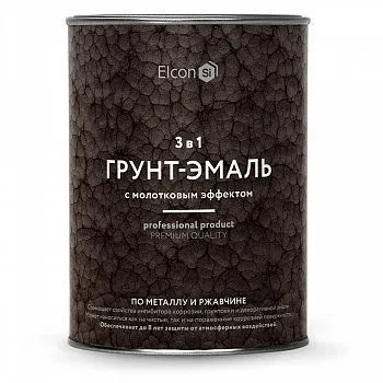 ГРУНТ-ЭМАЛЬ ПО РЖАВЧИНЕ 3 В 1 МОЛОТКОВАЯ СЕРЕБРО  0,8 КГ (1/12) "ELCON"