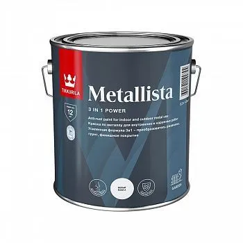 КРАСКА ПО РЖАВЧИНЕ  3 в 1 "METALLISTA"  БЕЛАЯ  БАЗА A  2,3 Л (1/6) "ТИККУРИЛА"